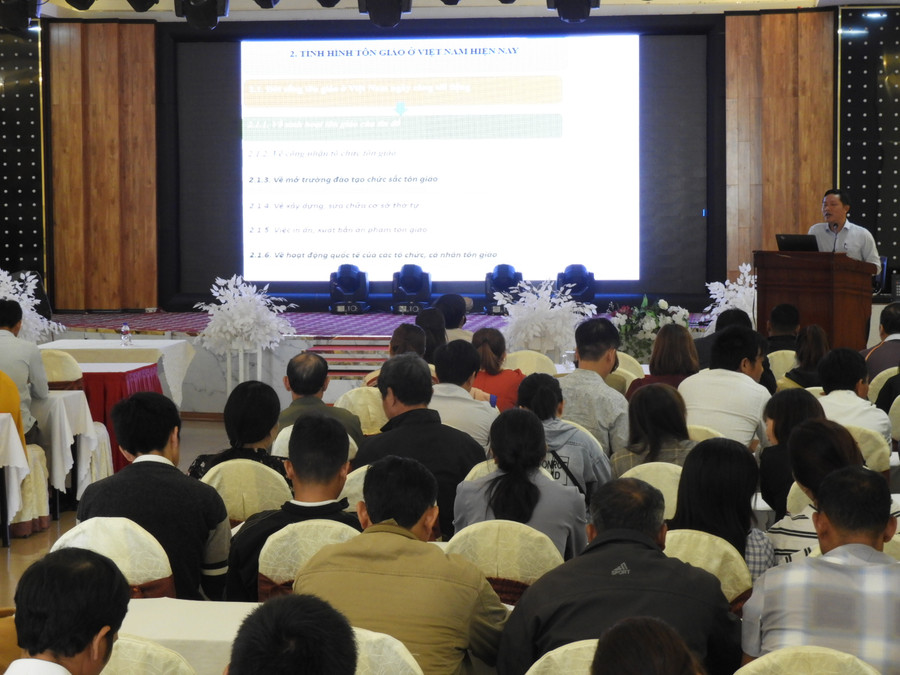 Quang cảnh hội nghị tập huấn nghiệp vụ công tác tôn giáo. Ảnh: Thanh Nhật