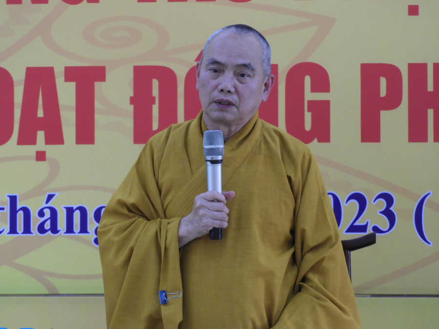 Hoà thượng Trưởng Ban Trị sự Giáo hội Phật giáo Việt Nam tỉnh Gia Lai Thích Từ Vân phát biểu kết luận tại hội nghị. Ảnh Thanh Nhật Hoà thượng Trưởng Ban Trị sự Giáo hội Phật giáo Việt Nam tỉnh Gia Lai Thích Từ Vân phát biểu kết luận tại hội nghị. Ảnh Thanh Nhật