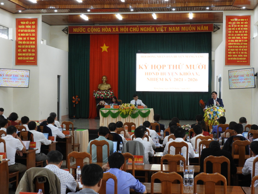 Quang cảnh Kỳ họp HĐND huyện Mang Yang. Ảnh: Thanh Nhật