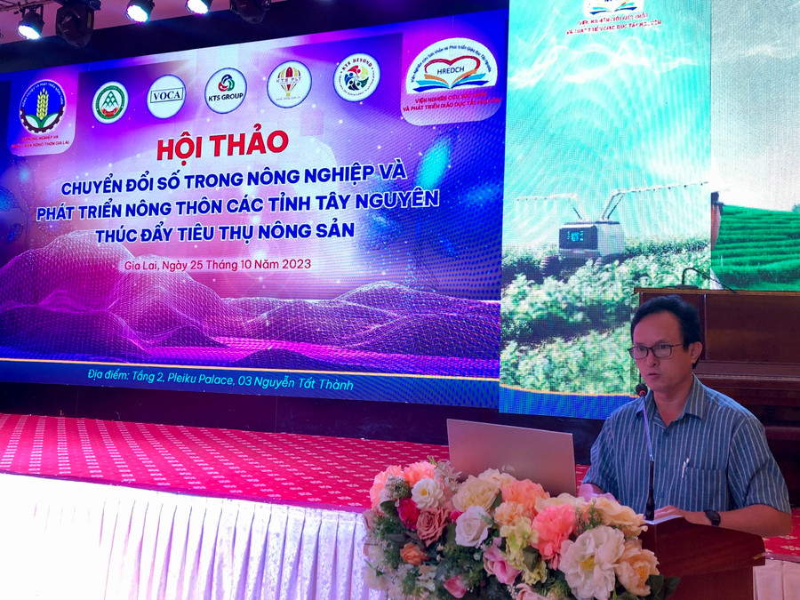 Ông Đoàn Ngọc Có-Phó Giám đốc Sở Nông nghiệp và PTNT Gia Lai phát biểu tại hội thảo. Ảnh: Lê Nam