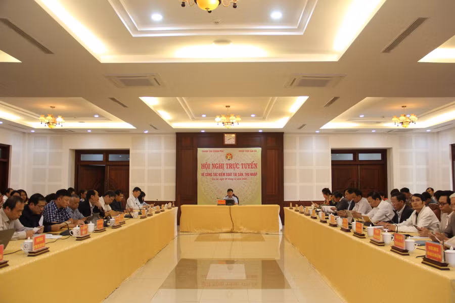 Quang cảnh hội nghị tại điểm cầu Gia Lai. Ảnh: Lê Anh