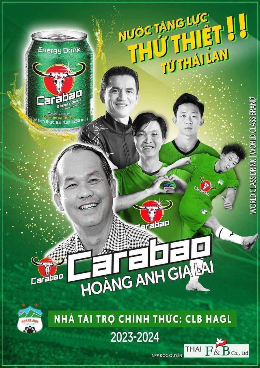 Pano quảng cáo nhà tài trợ mới Carabao của HAGL. Ảnh: CLB HAGL