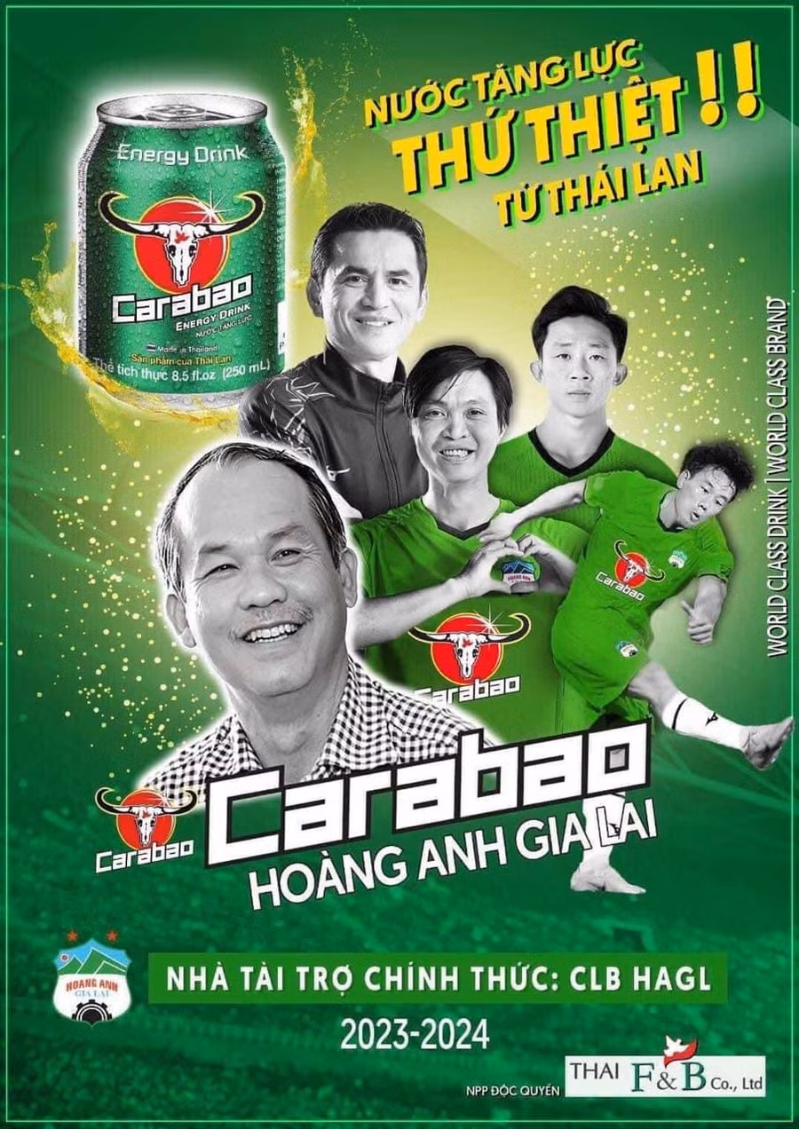 Pano quảng cáo nhà tài trợ mới Carabao của HAGL. Ảnh: CLB HAGL