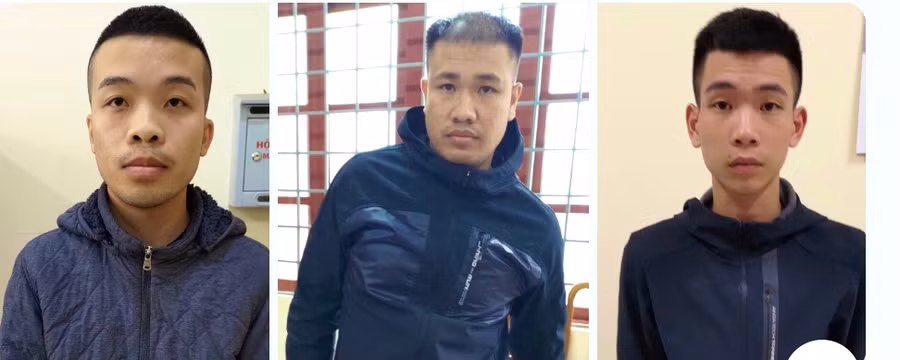 3 đối tượng Đức, Sỹ, Ngọc (theo thứ tự từ trái sang) đang bị tạm giữ hình sự để điều tra. Ảnh: Công an cung cấp
