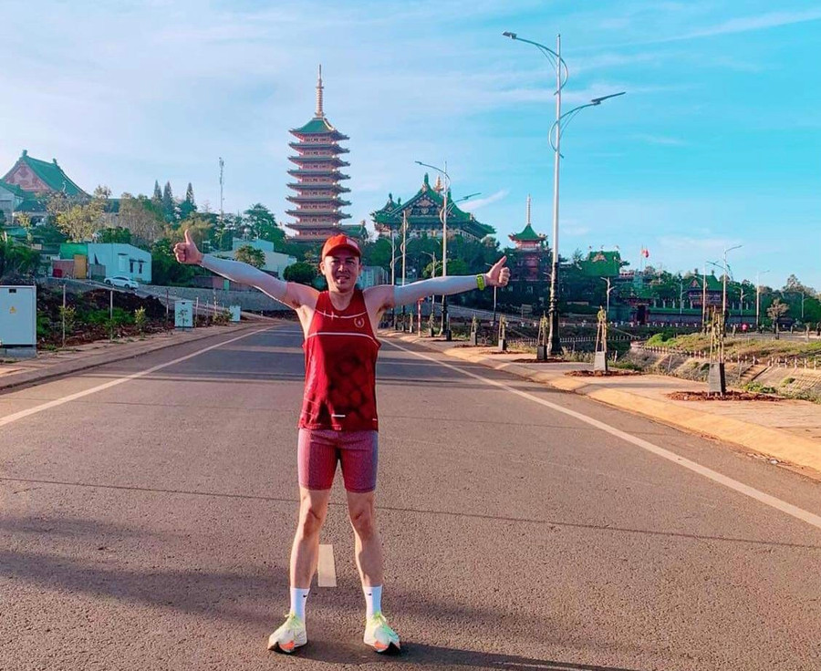 Anh Trung hoàn thành chặng đường 11,11 km trong ngày Mùng 1 Tết. Ảnh: Nhân vật cung cấp