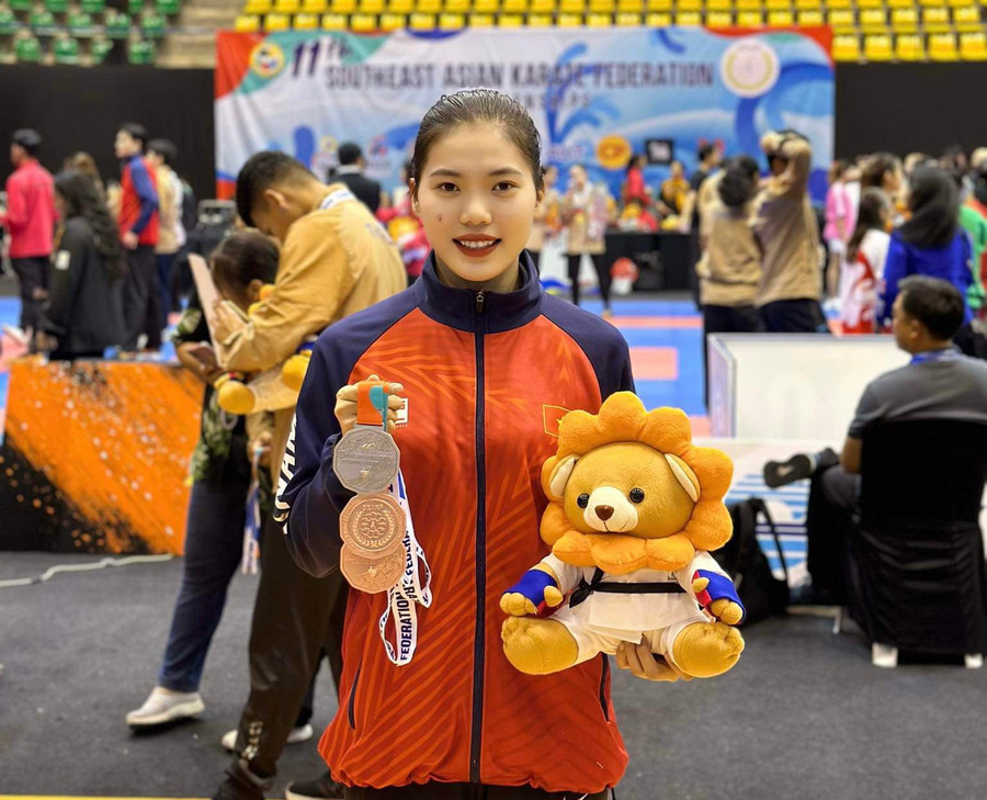 Nữ võ sĩ Nguyễn Thị Hà Phương đã giành 3 tấm huy chương cho đoàn Việt Nam. Ảnh: Công Tuấn