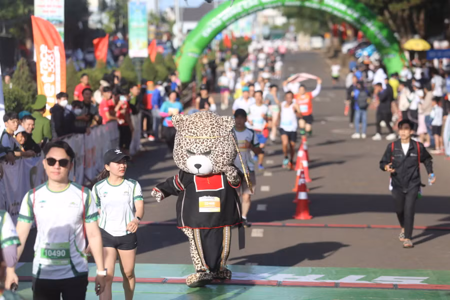 Một runner hóa trang thành chú gấu ngộ nghĩnh. Ảnh: Văn Ngọc