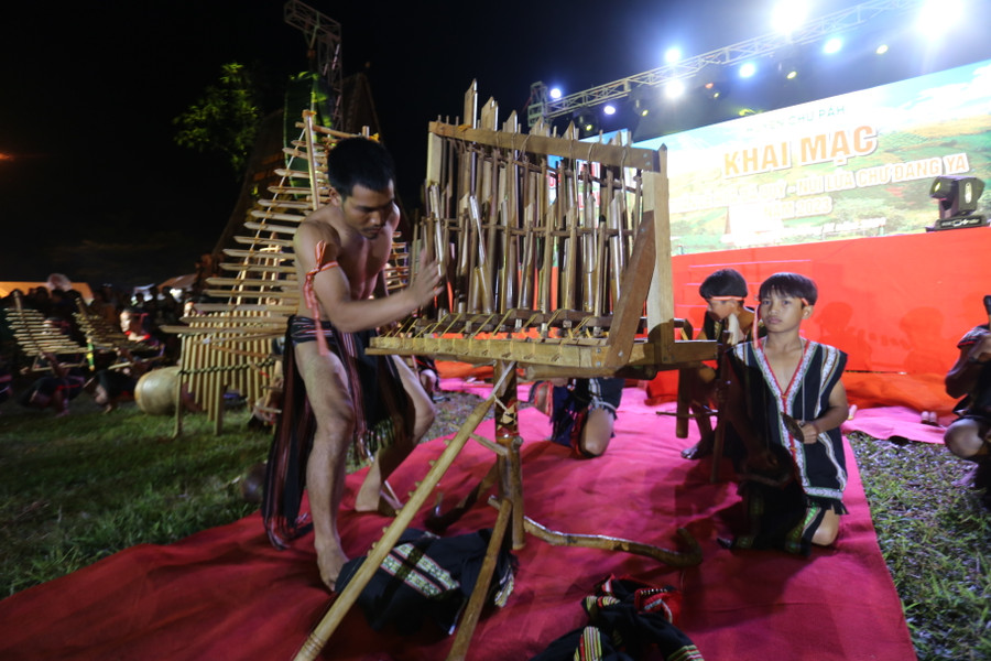 Các nhạc cụ truyền thống lạ mắt khiến khán giả thích thú. Ảnh: Văn Ngọc