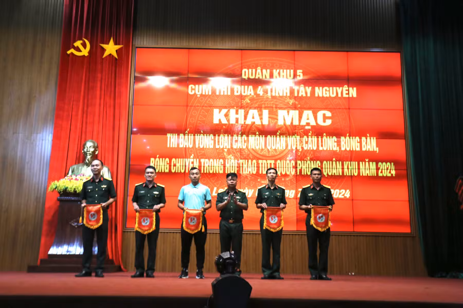 4 đơn vị Bộ Chỉ huy Quân sự các tỉnh khu vực Tây Nguyên tham gia Hội thao. Ảnh: Văn Ngọc