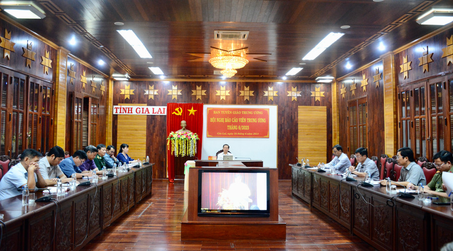 Quang cảnh hội nghị tại điểm cầu Gia Lai. Ảnh: Lam Nguyên