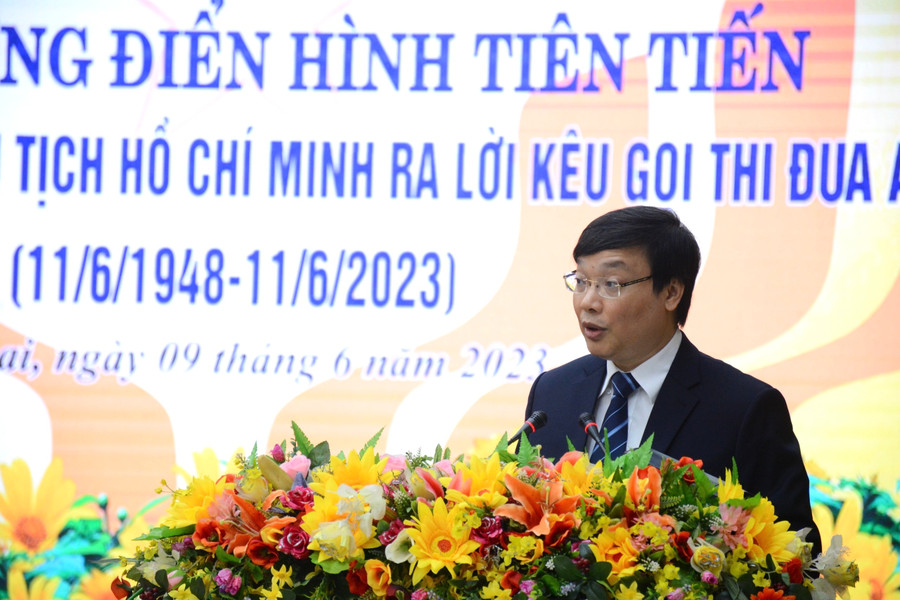 Chủ tịch UBND tỉnh Trương Hải Long: &quot;Lời kêu gọi thi đua ái quốc của Chủ tịch Hồ Chí Minh đã có sức lôi cuốn, động viên, hiệu triệu toàn Đảng, toàn dân và toàn quân ta phát huy truyền thống yêu nước, tinh thần đoàn kết, ý chí tự lực, tự cường&quot;. Ảnh: Lam Nguyên