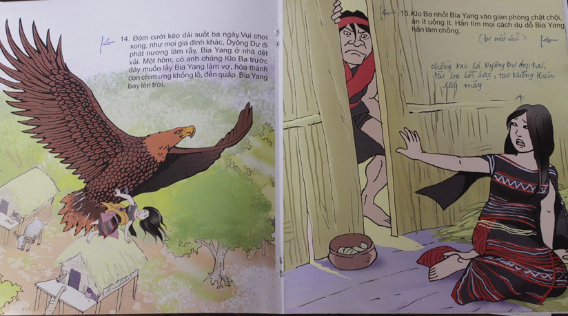 Một tác phẩm thuộc đề tài "Bảo tồn và phát huy giá trị sử thi của người Bahnar ở Gia Lai qua hình thức truyện tranh", được triển khai từ năm 2015. Ảnh: Phương Linh Một tác phẩm thuộc đề tài "Bảo tồn và phát huy giá trị sử thi của người Bahnar ở Gia Lai qua hình thức truyện tranh", được triển khai từ năm 2015. Ảnh: Phương Linh