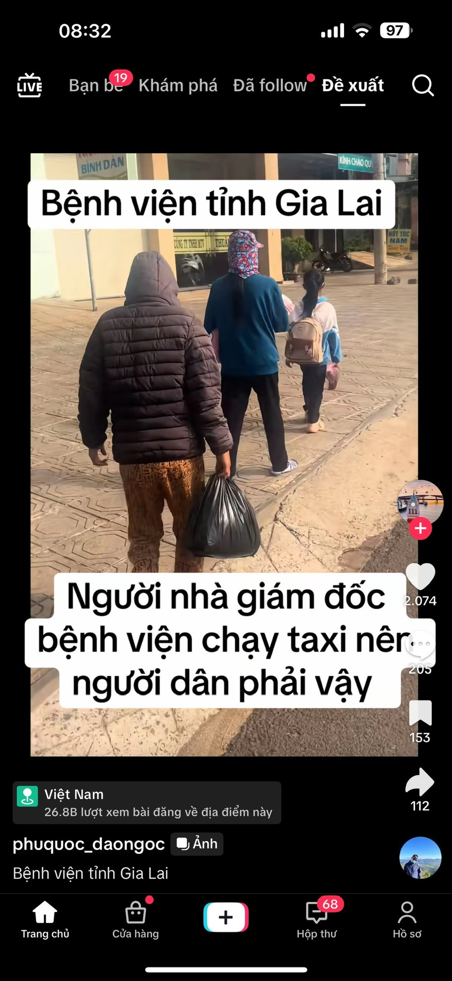 Thông tin lan truyền trên Tik tok có dấu hiệu thông tin chưa đúng sự thật, ảnh hưởng đến hoạt động chuyên môn, xúc phạm uy tín của bệnh viện. Ảnh chụp màn hình z6634159089426-5d356560acb3750c505d4b651ca29442.jpg