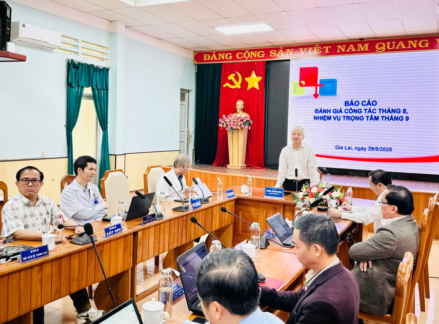 Bác sĩ CKII Lê Quang Hùng- Giám đốc Sở Y tế Gia Lai phát biểu chỉ đạo tại hội nghị. Ảnh: Như Nguyện z6956908932507-7196a7d5883357df4aca3c5cb889d505.jpg