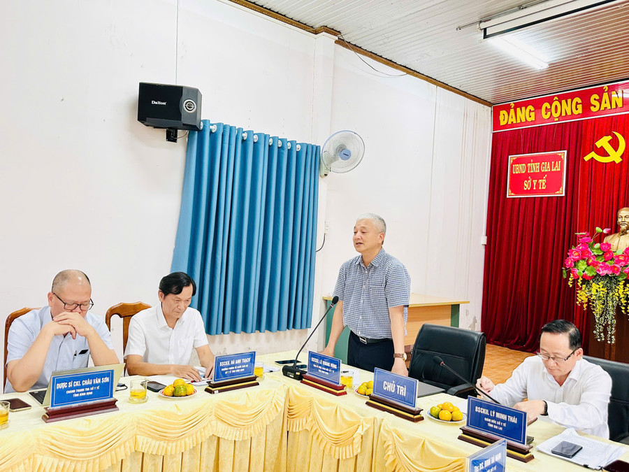 Bác sĩ chuyên khoa II Lê Quang Hùng-Tỉnh ủy viên, Giám đốc Sở Y tế tỉnh Bình Định phát biểu tại buổi làm việc. Ảnh: Như Nguyện z6693390128524-a3664e75758c5bac1e76d43f663e921b.jpg