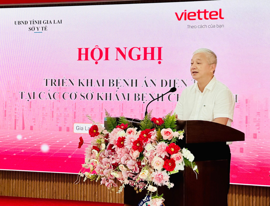 Ông Lê Quang Hùng- Tỉnh ủy viên, Giám đốc Sở Y tế Gia Lai phát biểu tại hội nghị. Ảnh: Như Nguyện z6839333380451-f8b5fcbb0eb457868e5949b418c46ed4.jpg