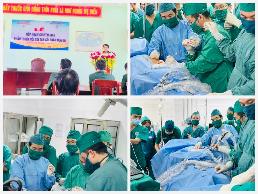 Bệnh viện Quân y 211 đã tiếp nhận chuyển giao kỹ thuật phẫu thuật nội soi tán sỏi thận qua da từ Bệnh viện Trung ương Quân đội 108 và thực hiện thành công phẫu thuật cho 12 bệnh nhân. Ảnh: ĐVCC z6802506226022-f018c2c33aabfc54e75319c46a7f9ecd.jpg