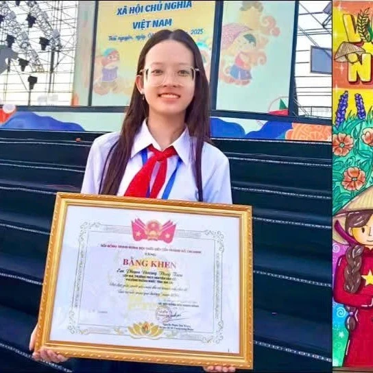 Phạm Dương Thủy Tiên đạt giải xuất sắc tại Cuộc thi vẽ tranh toàn quốc “Em vẽ sắc màu quê hương” năm 2025.