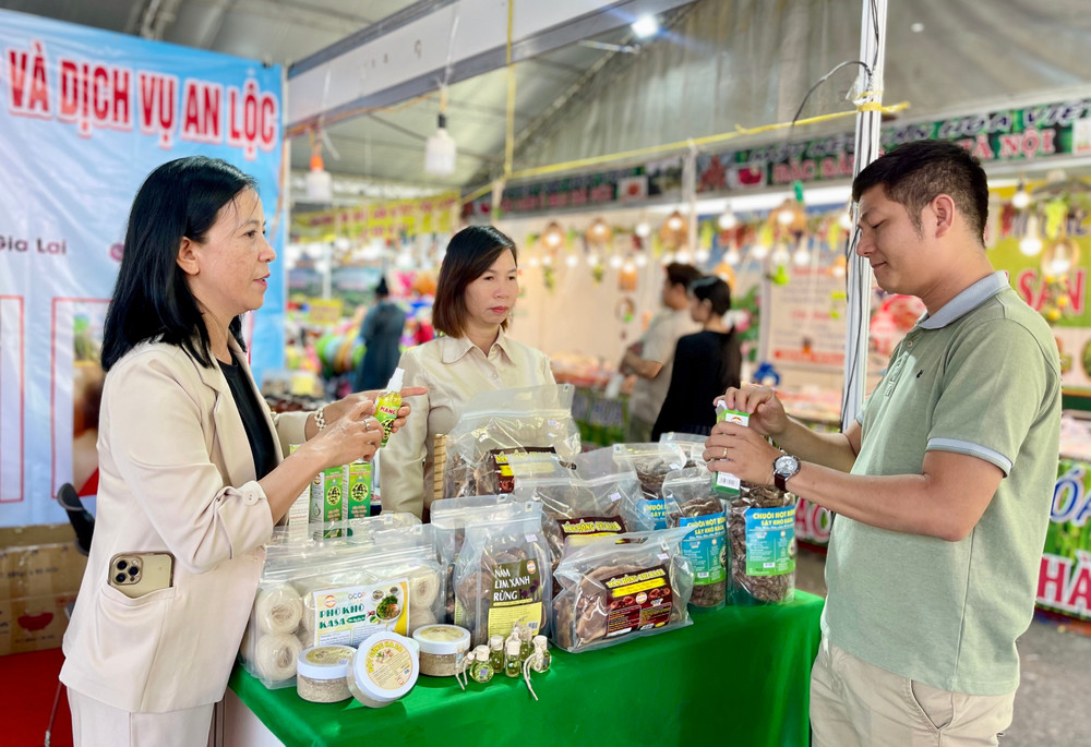 Các sản phẩm đặc trưng của các hợp tác xã tại Gia Lai trưng bày tại hội chợ. Ảnh: V.T hoi-cho-trien-lam-thuong-mai-va-gioi-thieu-san-pham-tieu-bieu-tinh-gia-lai-nam-2025-dien-ra-tu-13-183-anh-vt.jpg