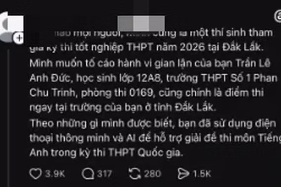 Sở GD-ĐT Đắk Lắk bác tin nam sinh dùng AI gian lận thi cử