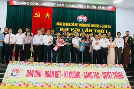Ban Chấp hành Đảng bộ Ban Chỉ huy phòng thủ khu vực 5-Ayun Pa nhiệm kỳ 2025-2030 ra mắt Đại hội. Ảnh: Vũ Chi
