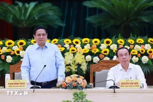 Thủ tướng Phạm Minh Chính chủ trì Hội nghị thông qua dự thảo báo cáo của Đoàn Kiểm tra 1908 đối với Thành ủy Thành phố Hồ Chí Minh, Ban Thường vụ Tỉnh ủy Bình Dương và Bà Rịa-Vũng Tàu. (Ảnh: Dương Giang/TTXVN)