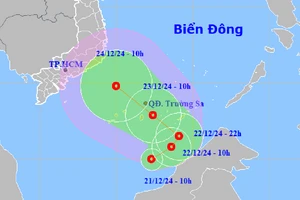 Biển Đông xuất hiện áp thấp nhiệt đới, hướng vào vùng biển Nam bộ