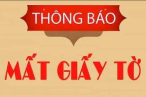 Thông báo mất giấy tờ xe