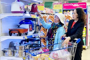 Để kích cầu tiêu dùng dịp cuối năm, Siêu thị Co.op Mart Pleiku đang triển khai nhiều chương trình khuyến mãi hấp dẫn hỗ trợ người tiêu dùng mua sắm. Ảnh: V.T