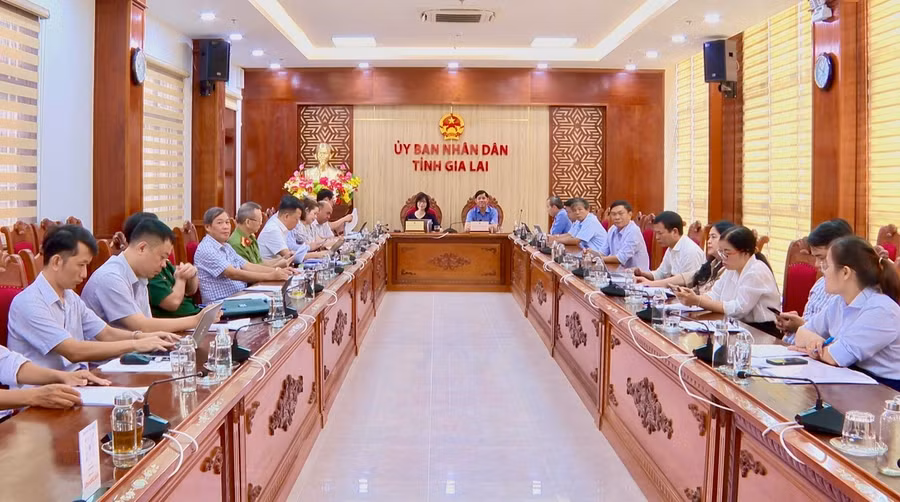 Quang cảnh hội nghị tại điểm cầu tỉnh Gia Lai. Ảnh: Nhật Trường