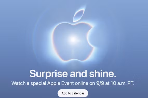 Thông tin sự kiện "Surprise and Shine" được Apple đăng tải trên trang web của hãng. Ảnh chụp màn hình