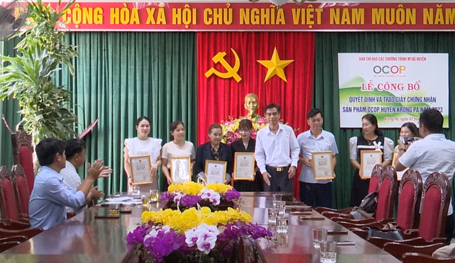 Sau 3 năm triển khai Chương trình mỗi xã một sản phẩm, huyện Krông Pa có 29 sản phẩm OCOP 3 sao. Ảnh: Minh Châu