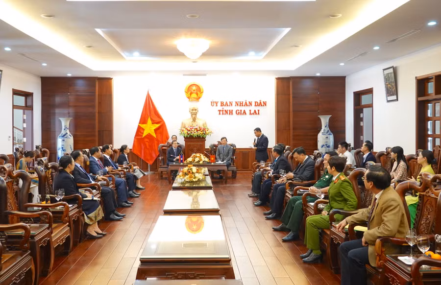 Quang cảnh buổi tiếp xã giao. Ảnh: Mộc Trà