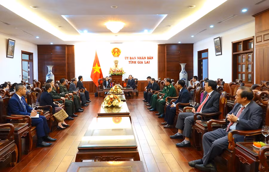 Quang cảnh buổi chào xã giao tại trụ sở UBND tỉnh Gia Lai. Ảnh: Mộc Trà Quang cảnh buổi chào xã giao tại trụ sở UBND tỉnh Gia Lai. Ảnh: Mộc Trà