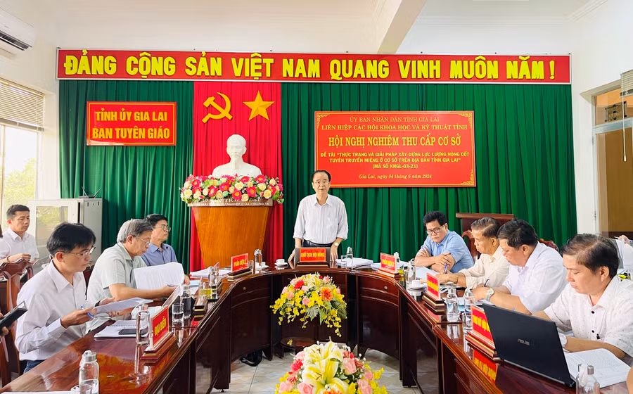 Quang cảnh hội nghị nghiệm thu cấp cơ sở. Ảnh: Trần Dung