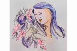 Quét lá trong vườn