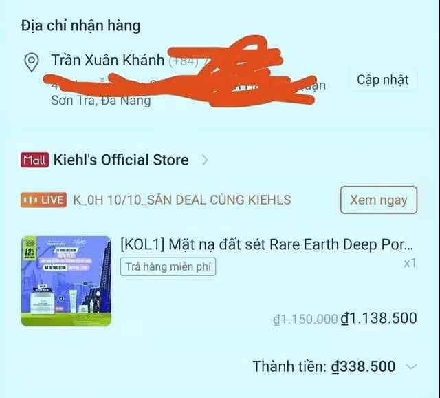 Sản phẩm có giá hơn 1 triệu đồng, nhưng Khánh "săn" được với giá chỉ hơn 338.500 đồng. ẢNH: KHÁNH CUNG CẤP