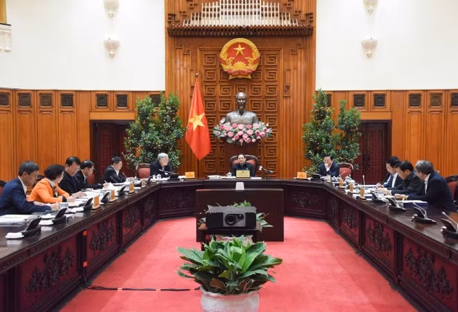 Thủ tướng Phạm Minh Chính chủ trì Phiên họp lần thứ 9 Ban Chỉ đạo tinh gọn bộ máy của Chính phủ. (Ảnh: Dương Giang/TTXVN)