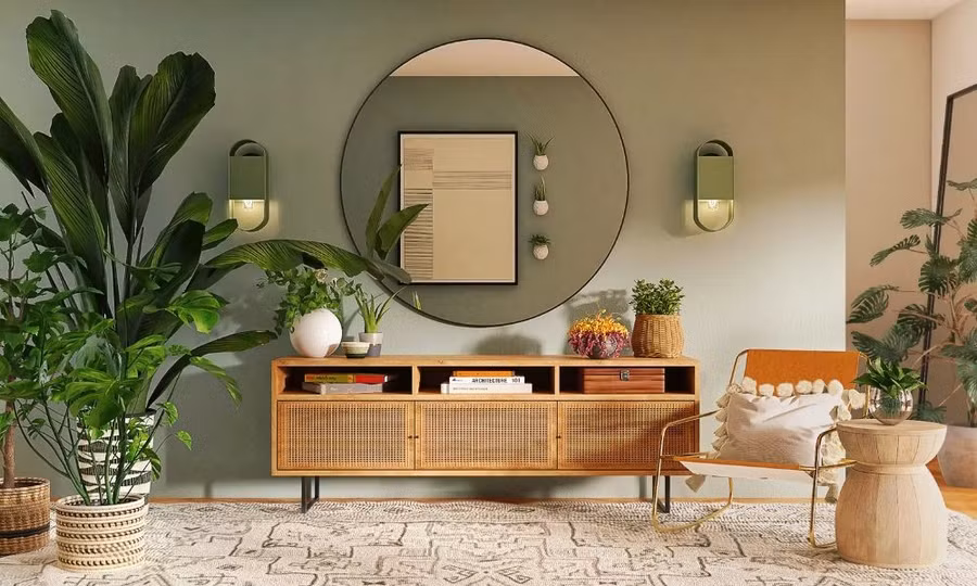 Phong cách lấy cảm hứng từ thiên nhiên mộc mạc với vật liệu hữu cơ và ánh sáng tự nhiên hài hòa.