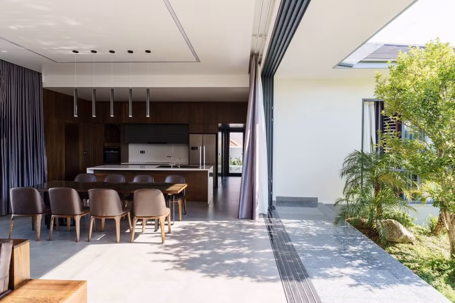 Sự kết hợp màu sắc hài hoà, trang nhã phù hợp với sở thích của các thành viên trong gia đình