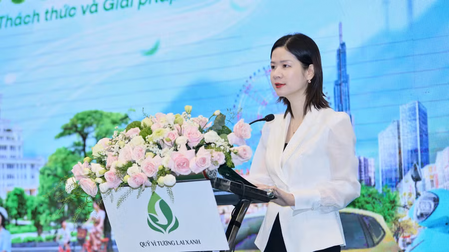 TS Lê Thái Hà, Giám đốc Điều hành Quỹ Vì Tương lai xanh, phát biểu. Ảnh: Lê Tuyền