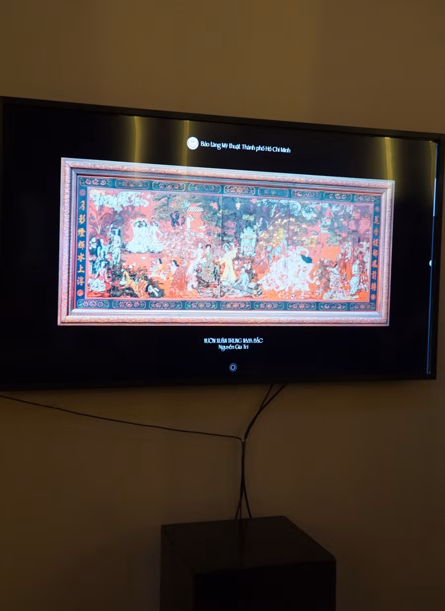 Bản in 3d tương tác của bức tranh "Vườn Xuân Nam Trung Bắc" do danh họa Nguyễn Gia Trí thể hiện.