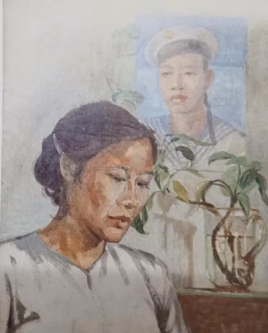 Bức chân dung vẽ vợ của Kts Ngô Huy Quỳnh.