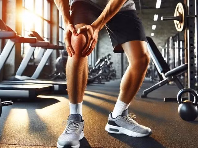 Người tập cần đến khám bác sĩ nếu đầu gối bị sưng đau kéo dài, ảnh hưởng đến vận động. ẢNH: AI