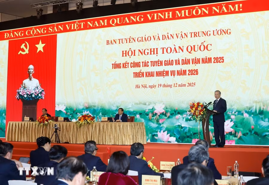Tổng Bí thư Tô Lâm phát biểu chỉ đạo. (Ảnh: Thống Nhất/ TTXVN)