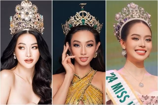 Việt Nam hiện có 3 hoa hậu thuộc Big 6: Nguyễn Phương Khánh - Miss Earth 2018, Nguyễn Thúc Thùy Tiên - Miss Grand International 2021 và Huỳnh Thị Thanh Thủy - Miss International 2024. ẢNH: INSTAGRAM NV, MISS INTERNATIONAL