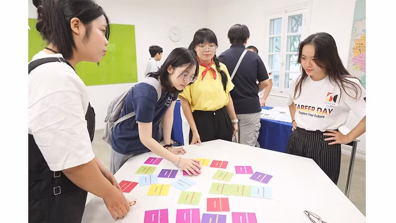 Cơ sở giáo dục phổ thông chủ trì tổ chức thực hiện nội dung hướng nghiệp cho học sinh. Ảnh: Anh Quân/NDO