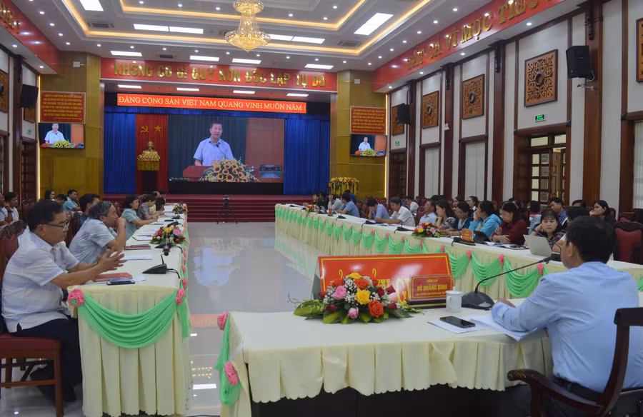 Quang cảnh hội nghị giao ban, tập huấn tại điểm cầu Hội trường 2-9. Ảnh: Anh Huy