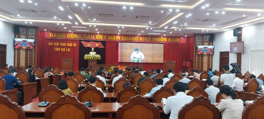 Quang cảnh hội nghị tại điểm cầu Gia Lai. Ảnh: Vĩnh Hoàng