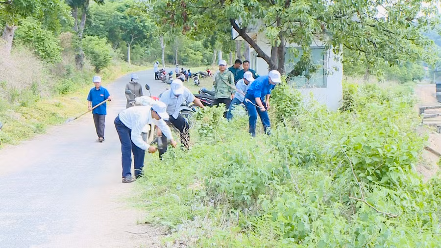 Sau buổi lễ mít tinh, các đại biểu đã ra quân dọn dẹp vệ sinh môi trường và duy tu các công trình cấp nước dọc tuyến đường vào đập thủy lợi Ayun Hạ. Ảnh: Bảo Anh Sau buổi lễ mít tinh, các đại biểu đã ra quân dọn dẹp vệ sinh môi trường và duy tu các công trình cấp nước dọc tuyến đường vào đập thủy lợi Ayun Hạ. Ảnh: Bảo Anh
